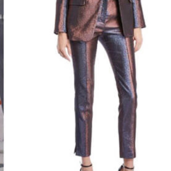 Veronica Beard Pants - Veronica Beard Metallic Lago Pintuck Trousers Size 10